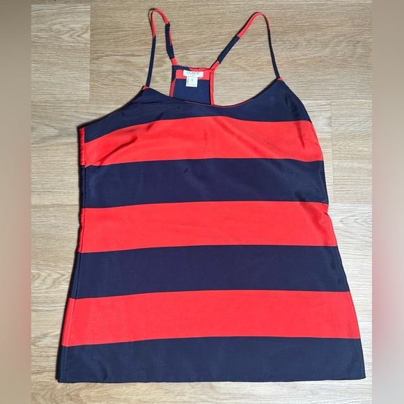 J. crew | Women’s 4 Navy Blue and Red Striped Racerback Camisole Tank Top Blouse - Picture 1 of 5